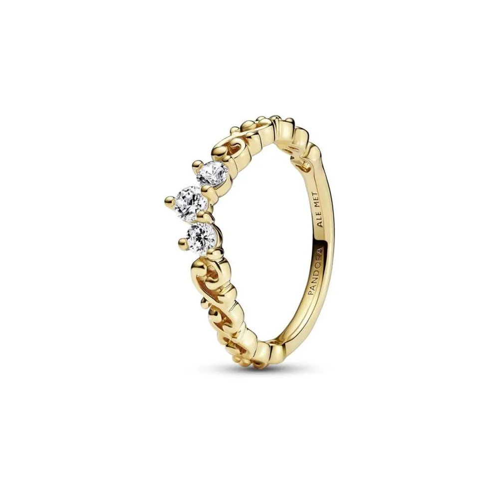 Anillo con un recubrimiento en oro de 14k Tiara Real Remolino Pandora