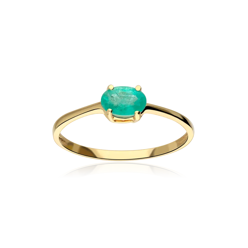 Anillo "Sendai" Oro 18k y Esmeralda natural