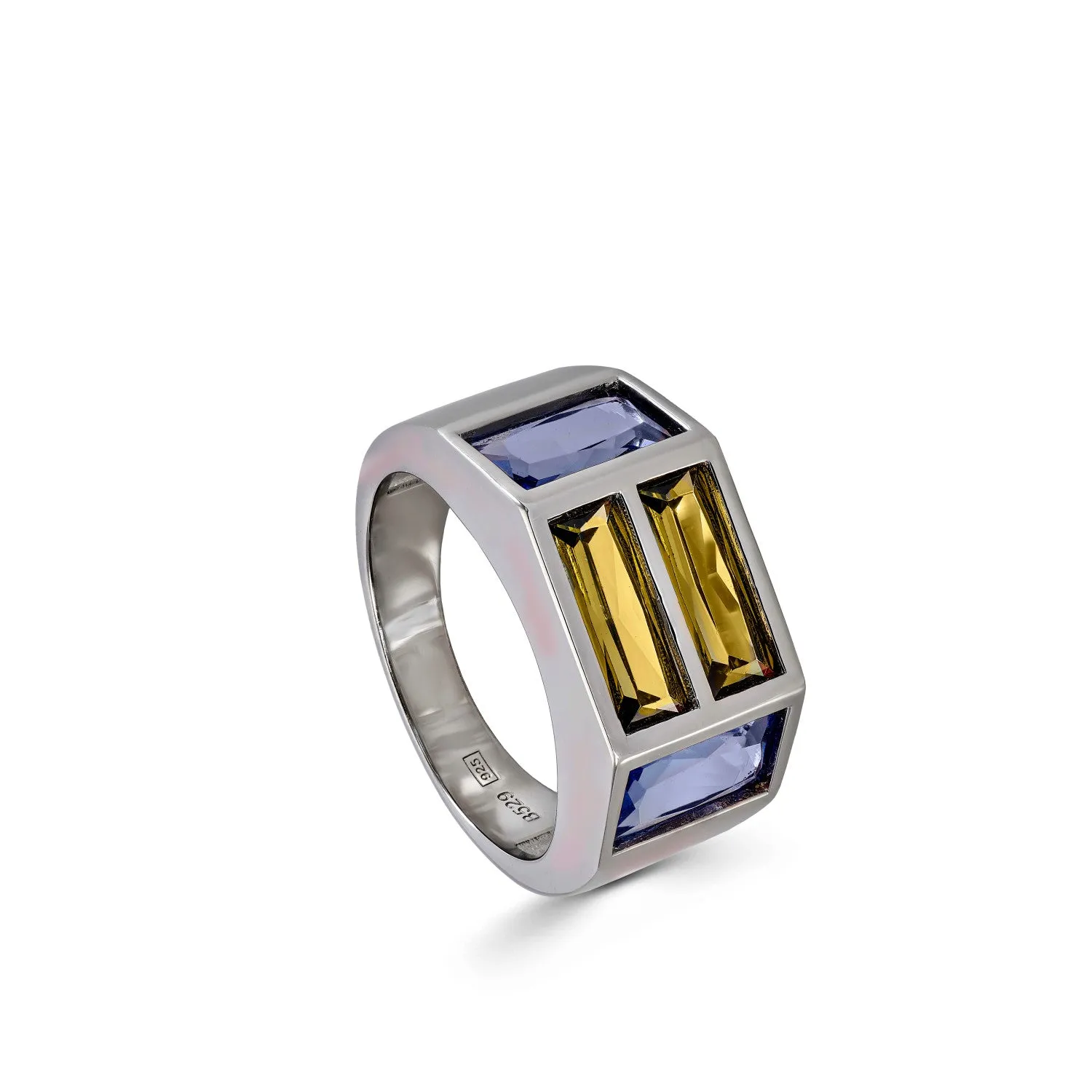 Anillos con piedras en tono lavanda y oliva de plata