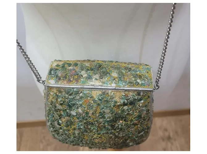 Autre Marque 50bolso bandolera s vintage metal piedras semipreciosas Verde 