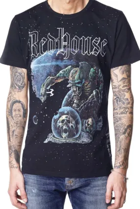 Camiseta RED HOUSE con strass color negro