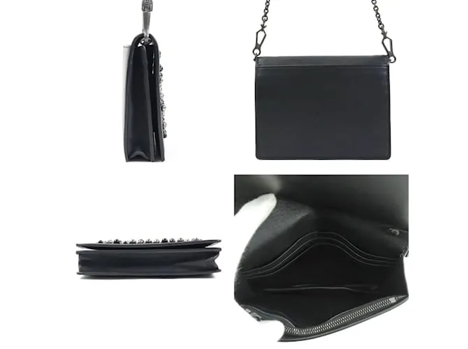 Cartera de hombro de cuero negro Bottega Veneta 