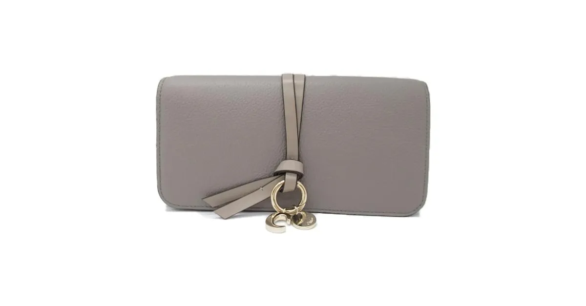 Cartera larga de cuero gris Chloé Castaño 