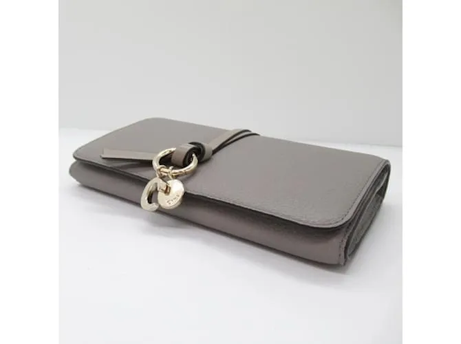 Cartera larga de cuero gris Chloé Castaño 