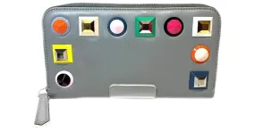 Cartera larga de cuero gris Fendi Castaño 