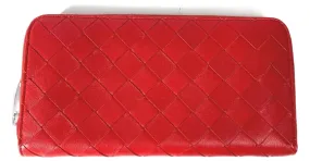 Cartera larga de cuero rojo Bottega Veneta Roja 