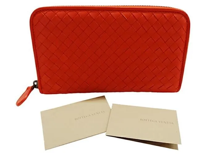 Cartera Larga Intrecciato Bottega Veneta Roja 
