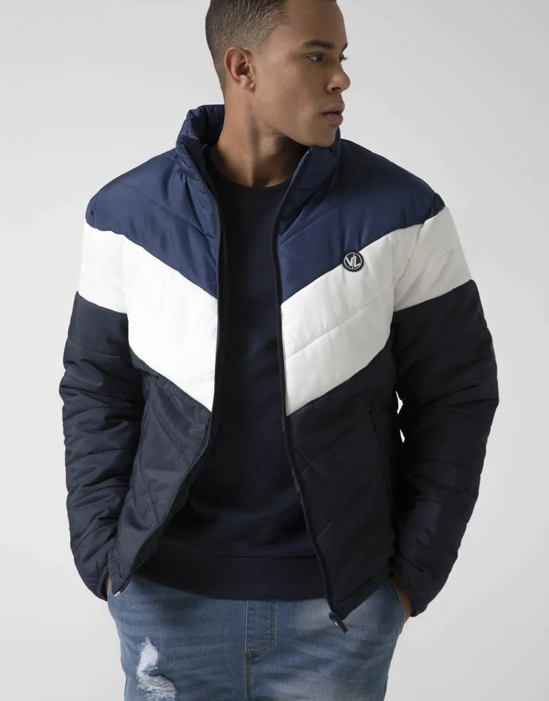 Cazadora tricolor hombre azul y blanca