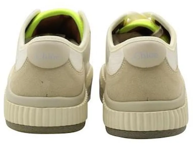 CHLOÉ Zapatillas Off-White con detalles en verde neón Blanco 
