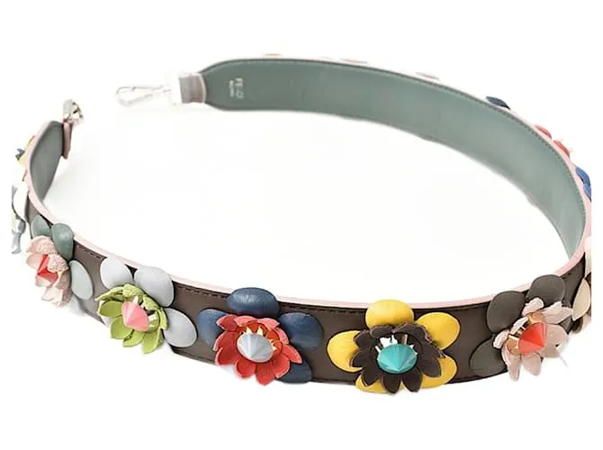 Correa de hombro de cuero Fendi Castaño Rosa Multicolor 