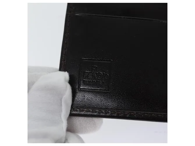 FENDI Zucca Canvas Wallet Negro Marrón Auth yk11705 Castaño 