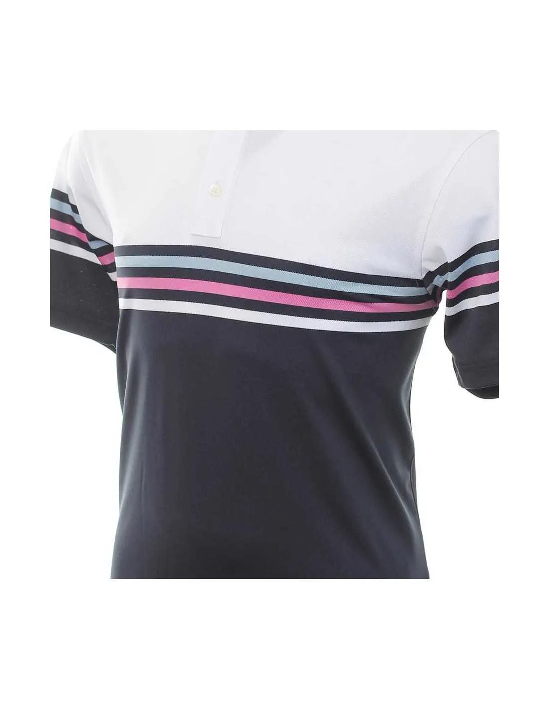 FOOTJOY PIQUE COLOUR BLOCK WHITE/NAVY SHIRT - POLO HOMBRE