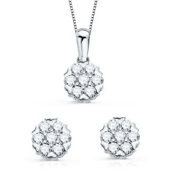 Juego Oro Blanco y Diamantes