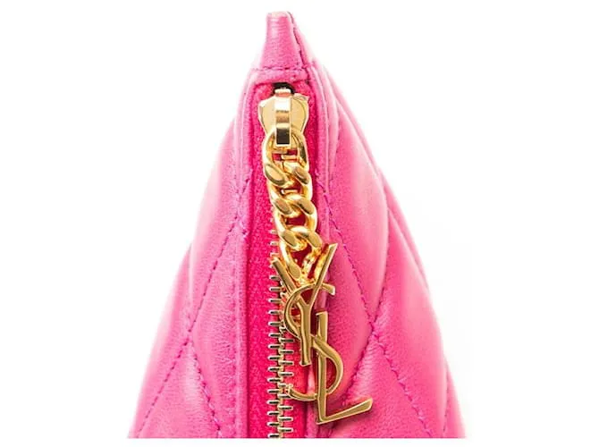 Monedero de cuero Yves Saint Laurent 669925 en muy buen estado Rosa 
