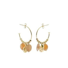Pendientes con colgantes de plata charm naranja con circonitas y aventurina naranja