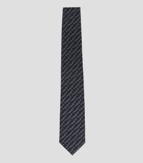 Pineda Covalin Corbata ancha en seda negro estampada Quetzalcóatl