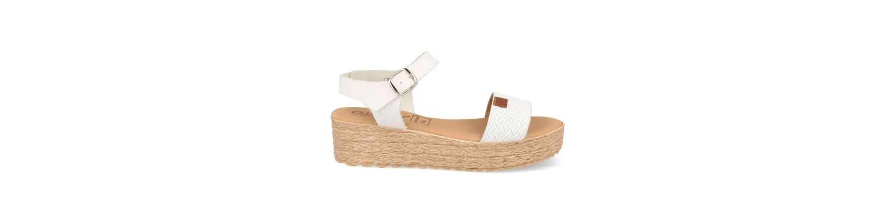 SANDALIA PLATAFORMA MUJER PIEL GRABADA MOD. LANGA BLANCO