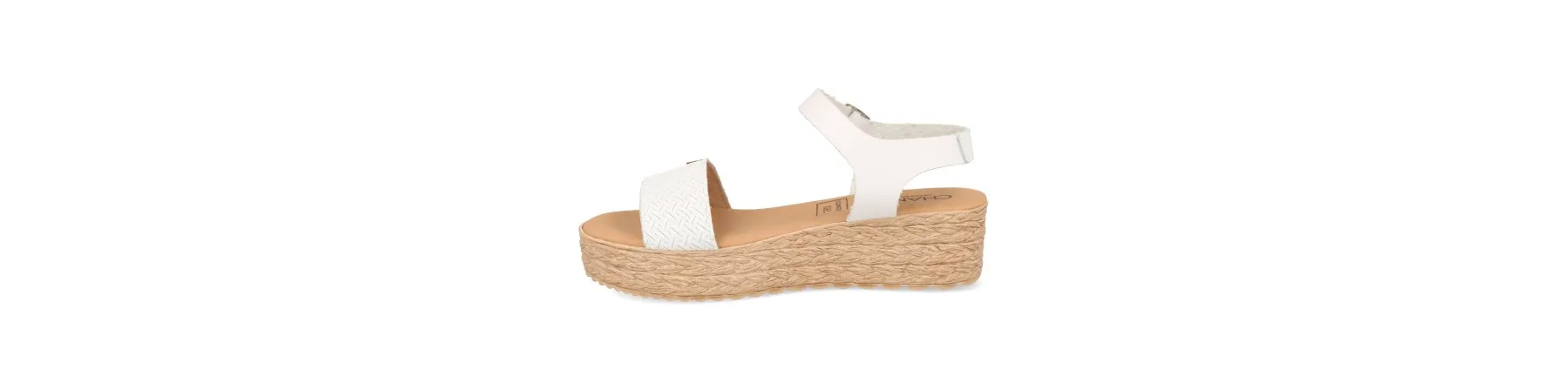 SANDALIA PLATAFORMA MUJER PIEL GRABADA MOD. LANGA BLANCO
