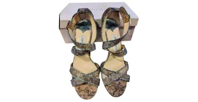 Sandalias Elaphe metálicas con encaje holográfico de Jimmy Choo Verde claro 