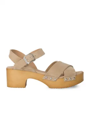 Sandalias Madera Tachas Taupe