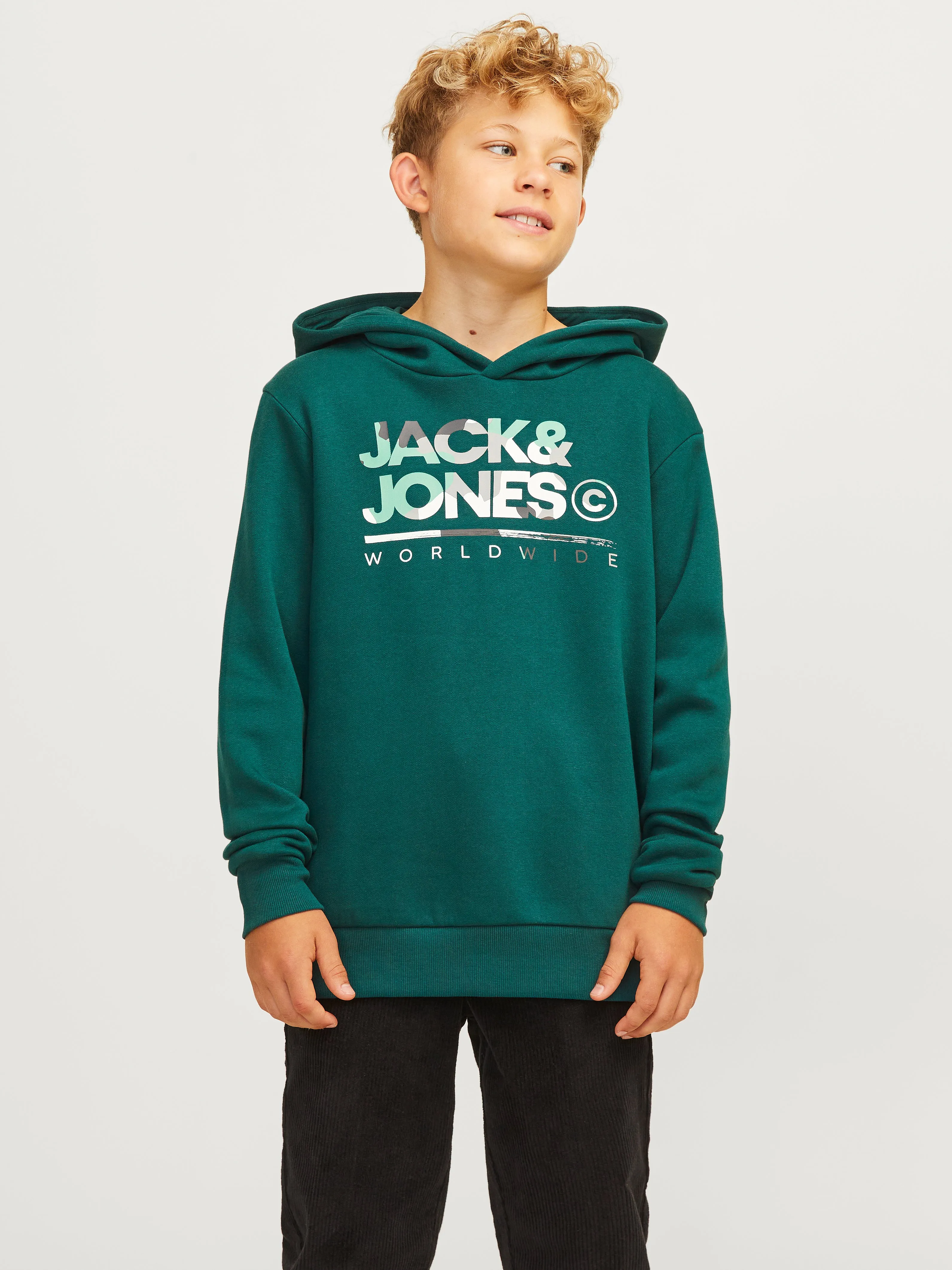 Sudadera con capucha Logotipo Junior | Verde oscuro | Jack & Jones®
