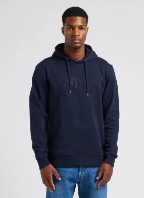 Sudadera recta con capucha de mezcla de algodón en azul