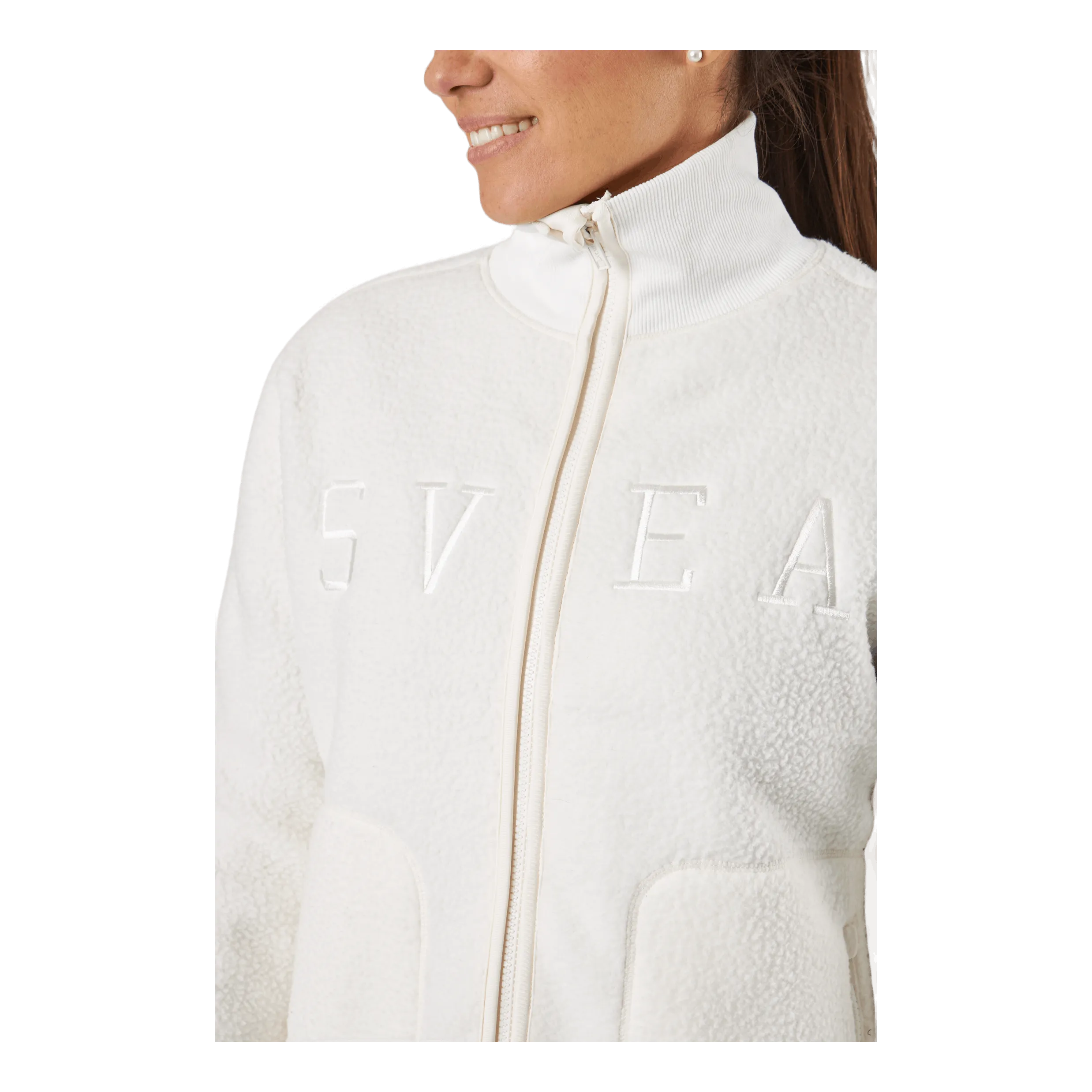 Svea Long Pile Zip Sweat Off White