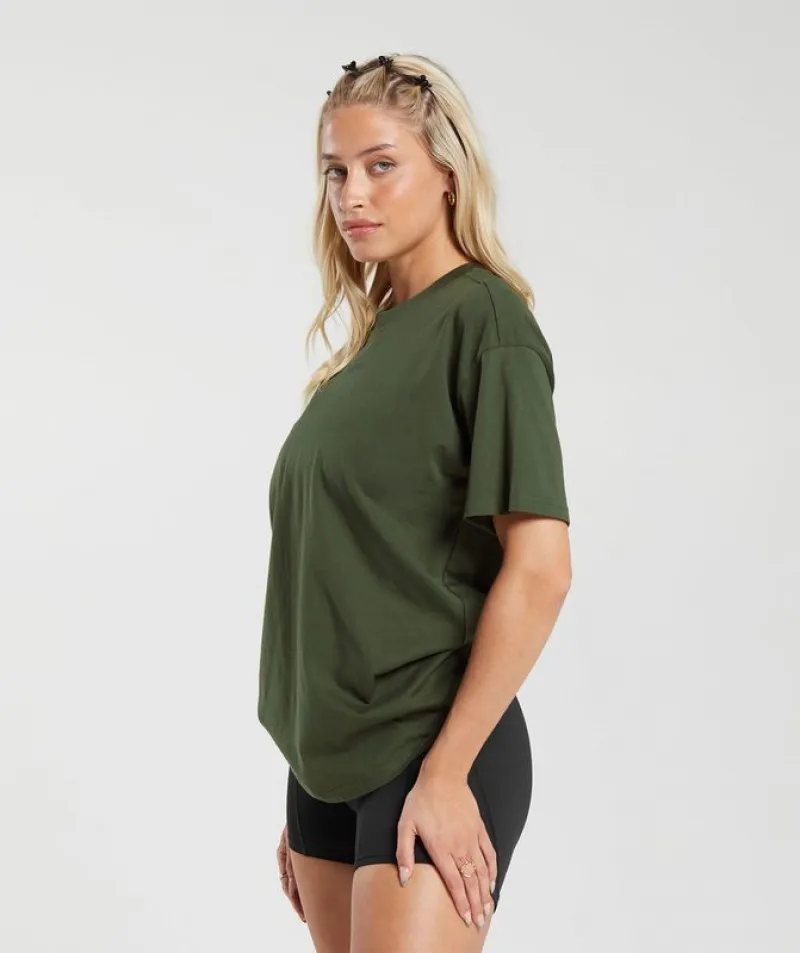 T-Shirts Gymshark Block Oversized T-Shirt Verde Oliva | 174638-HPK