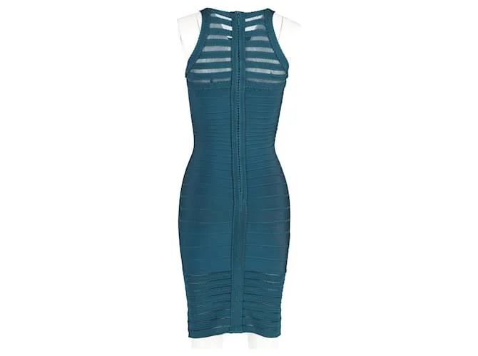 Vestido bandage con cuello halter Emely de Herve Leger en rayón teal Verde 