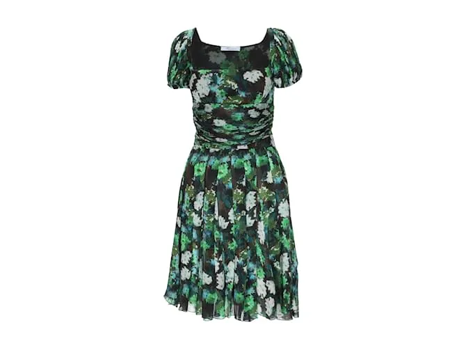 Vestido Blumarine Midi Floral Verde 