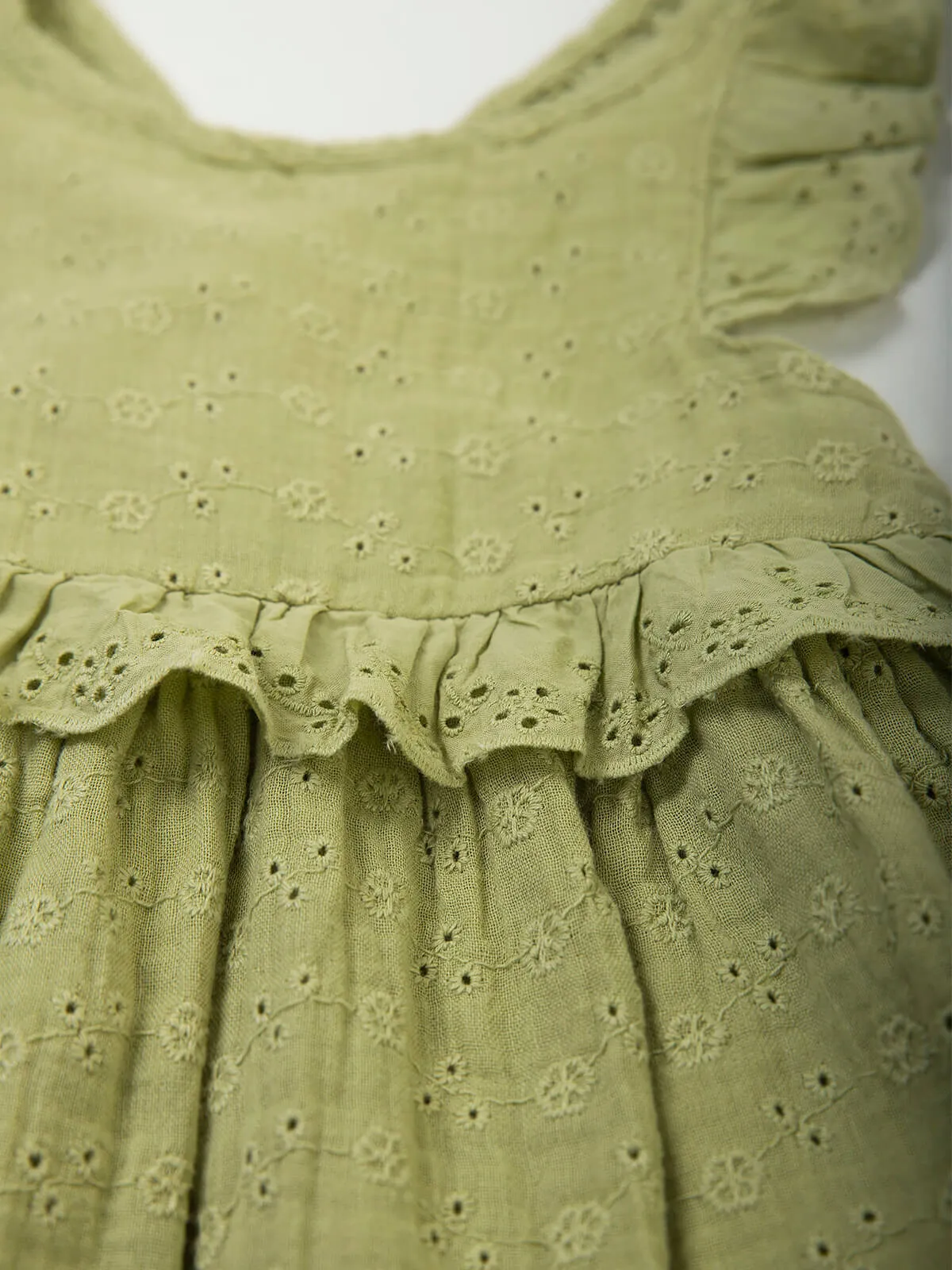 Vestido verde bordado inglés