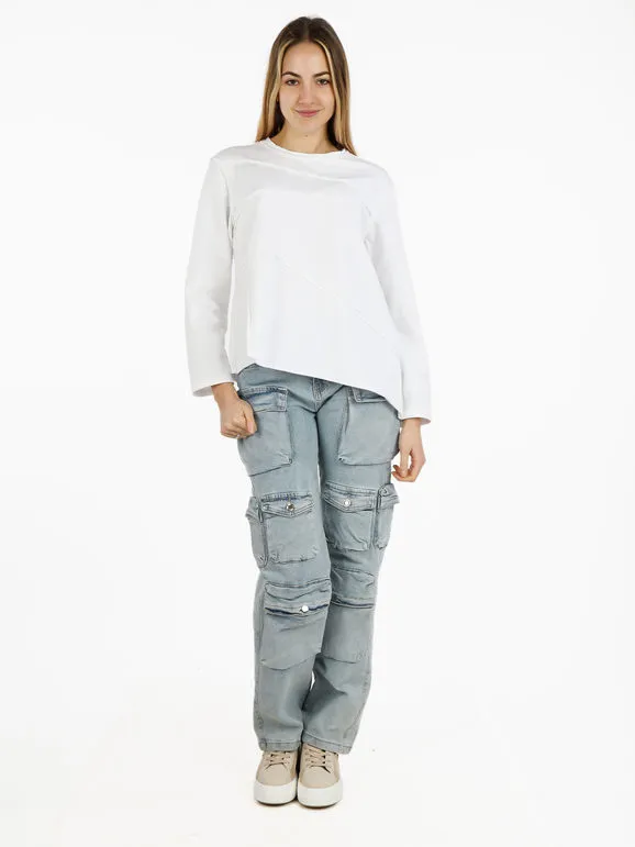 Wendy Trendy Camiseta oversize de mujer de manga larga en algodón