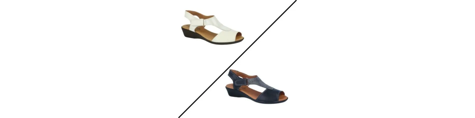 ♥PACK SANDALIAS CONFORT PIEL BLANCO Y MARINO MOD. AMADA ByM